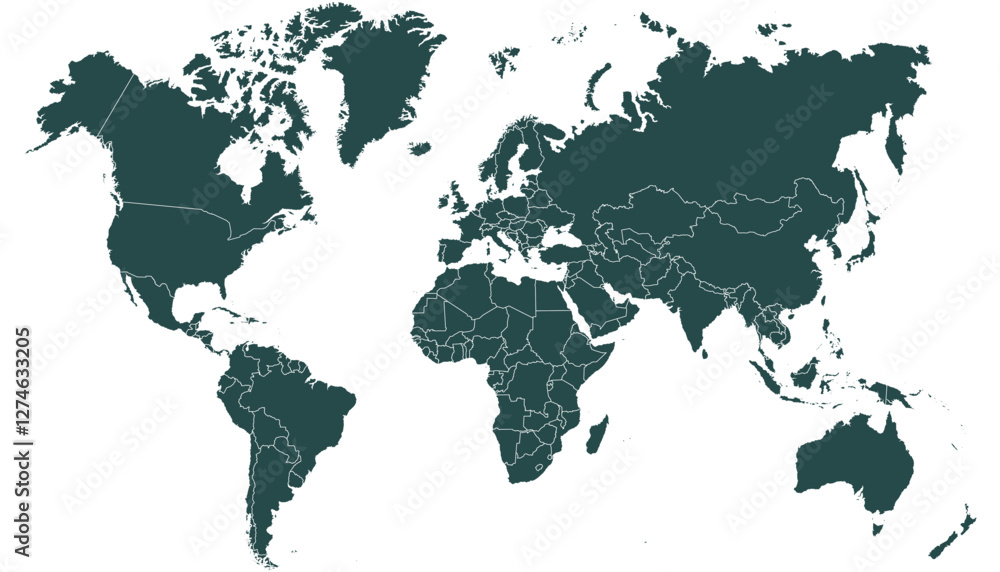 Obraz premium World map. Black modern vector map. Silhouette map.