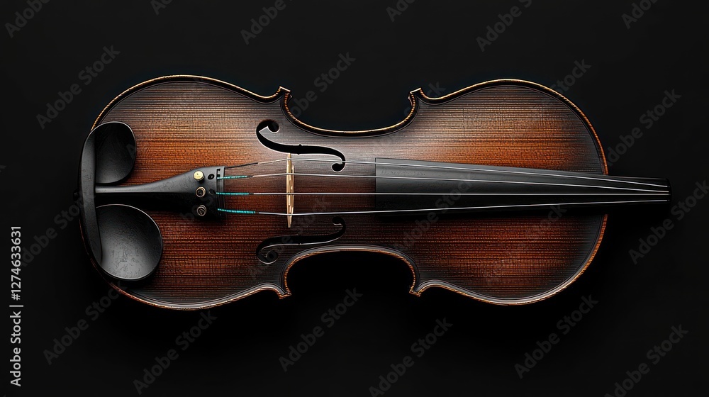 Fototapeta premium Antique violin, dark background, studio shot, musical instrument