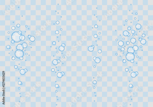 Bubble icons set. Soap foam symbols. Oxygen bubble, fizzy drink icon. Bubbles vector icons. Air bubbles flat set, soap foam oxygen bubbles, vector design elements