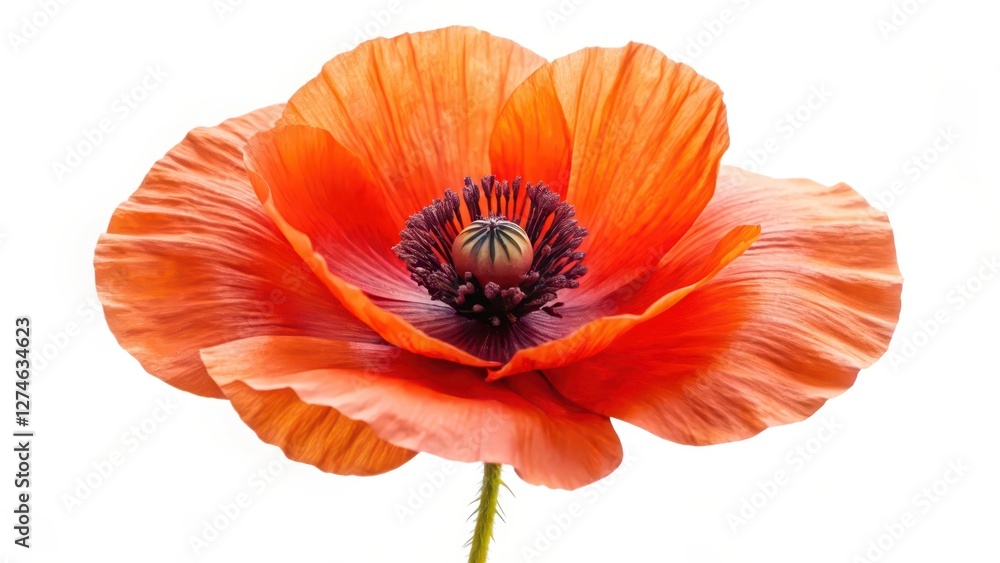Orange Poppy Flower on White Background Orange Poppy Flower on White Background
