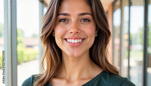 Joyful woman smiling with bright teeth in a sunny environment, happiness Free Download Joyful woman smiling with bright teeth in a sunny environment, happiness - GFXLoad