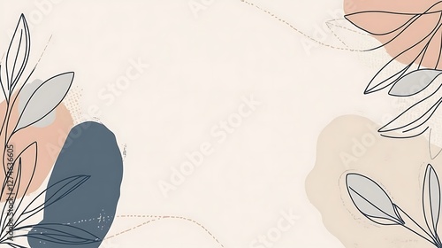 Abstract Beige and Blue Floral Design Artwork