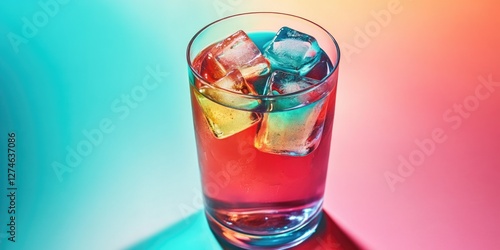 Wallpaper Mural A refreshing cocktail in a glass with colorful ice cubes, perfect for warm weather. Torontodigital.ca