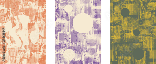 Background with glitch distorted grunge textures . grunge background texture with halftone dots, glitched shapes, textures and lines .Screen print vector background with grunge textured surface.