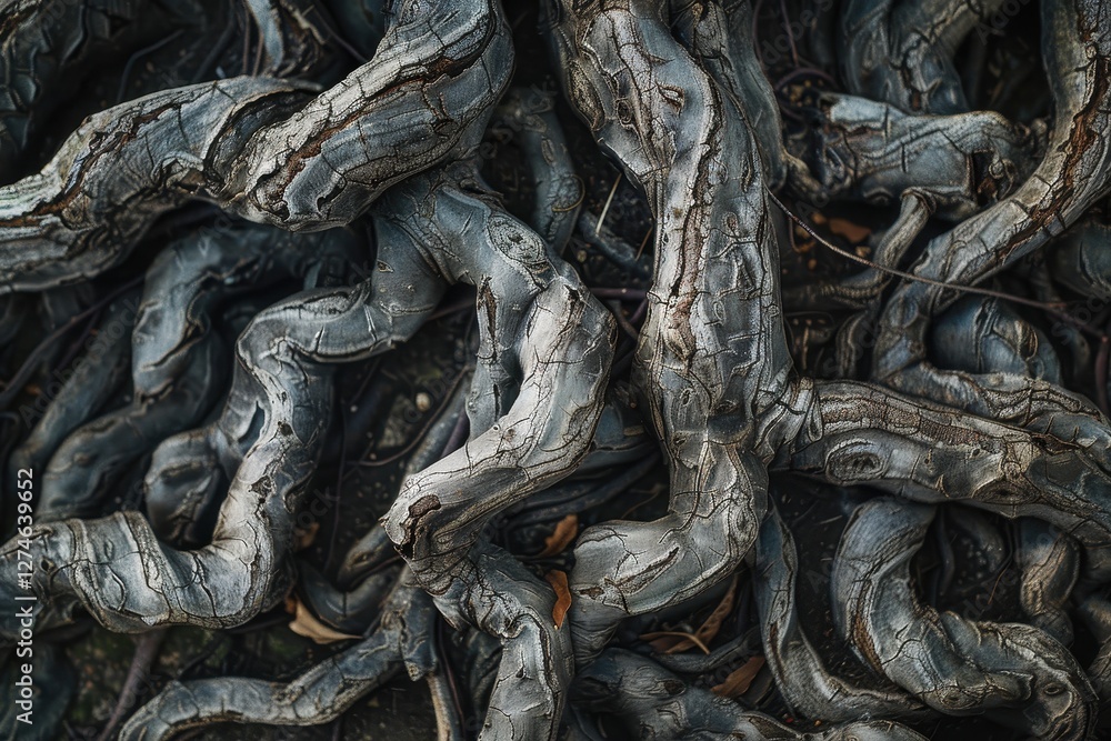 Intricate patterns of tree roots revealing nature's hidden beauty at a forest location in autumn Intricate patterns of tree roots revealing nature's hidden beauty at a forest location in autumn