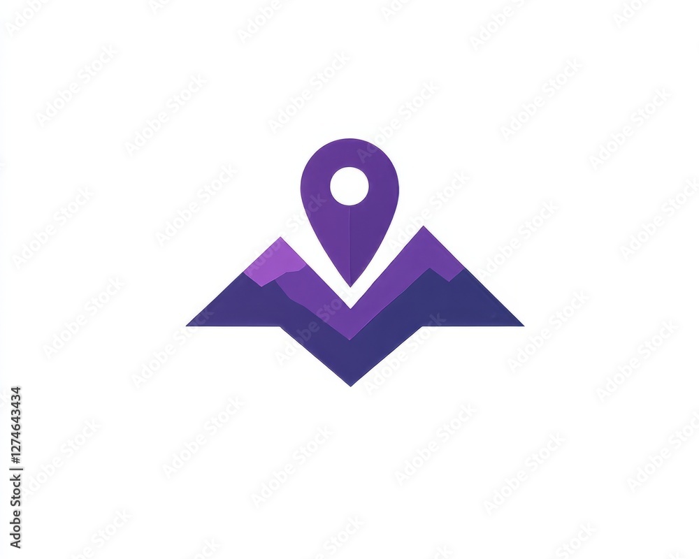 A bold purple location icon with sharp details and clean lines, centered on white A bold purple location icon with sharp details and clean lines, centered on white