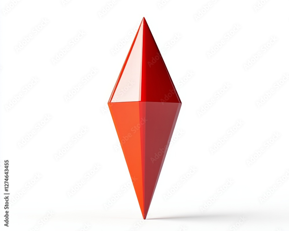 Fototapeta premium A bold red location pin icon with a sharp point, isolated on a clean white background