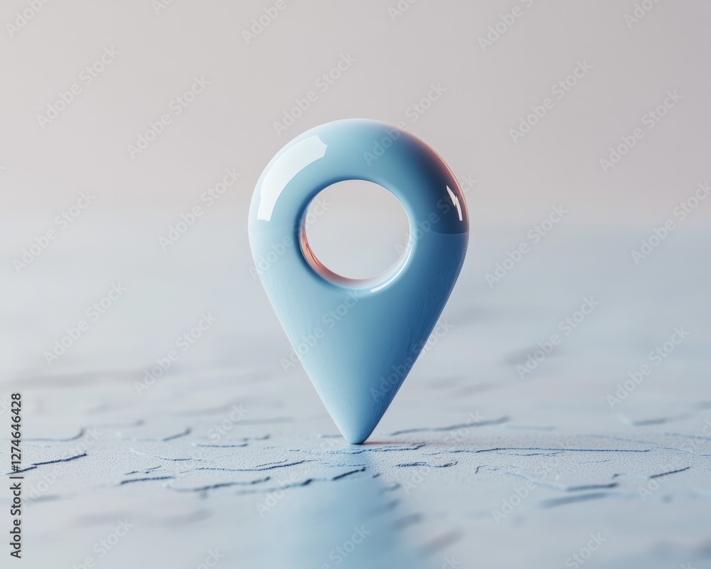 A soft pastel blue location pin with rounded edges, minimal on a clean white background A soft pastel blue location pin with rounded edges, minimal on a clean white background