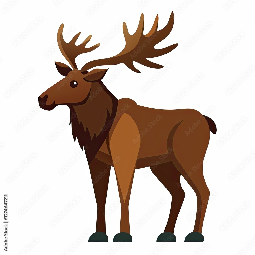 Moose cartoon standing on a white background Moose cartoon standing on a white background