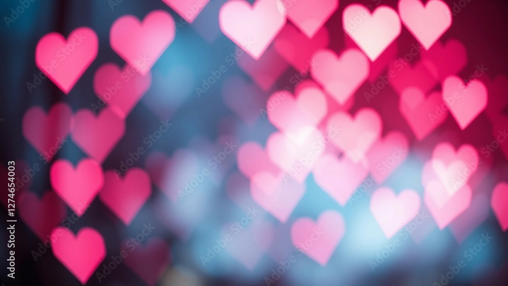 Blurred hearts lights Valentines day pink Bokeh background Blurred hearts lights Valentines day pink Bokeh background