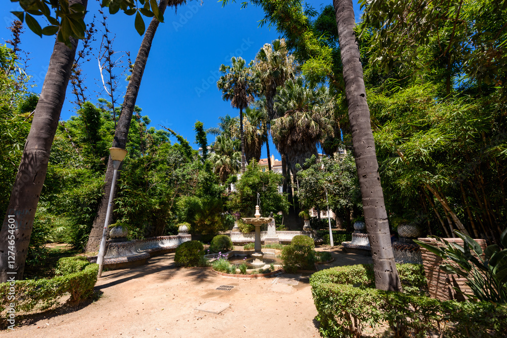 Malaga, Spain - August 06, 2024: Park in Malaga, Sevilla.