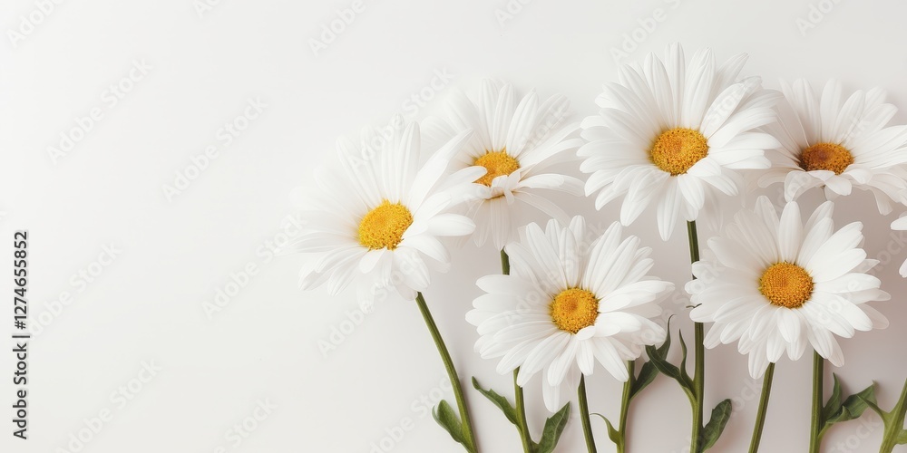 Fototapeta premium Daisies on a white background. Floral design element
