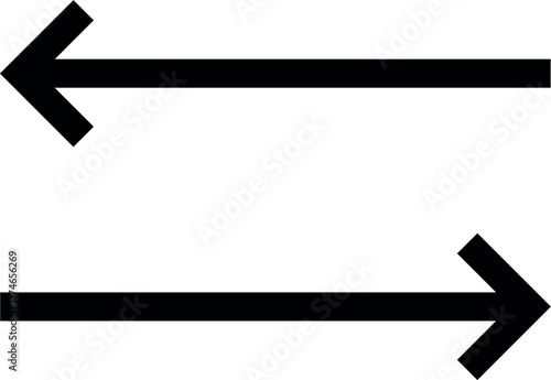 Black directional arrows pointing left and right. Simple and bold arrow icons indicating movement or navigation. Left and right black arrow symbols for guidance and direction. black arrow icon