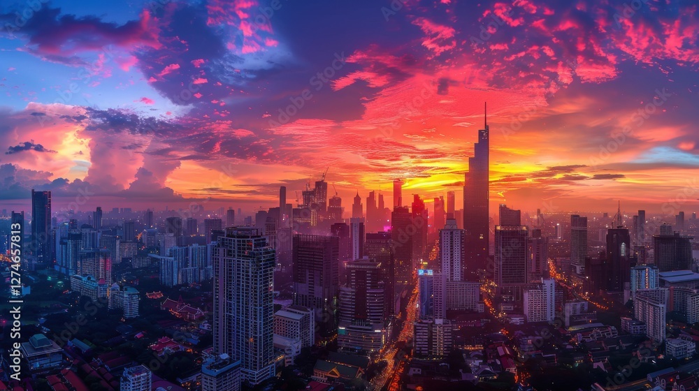 Obraz premium A cityscape with a focus on sustainability, and eco-friendly designs