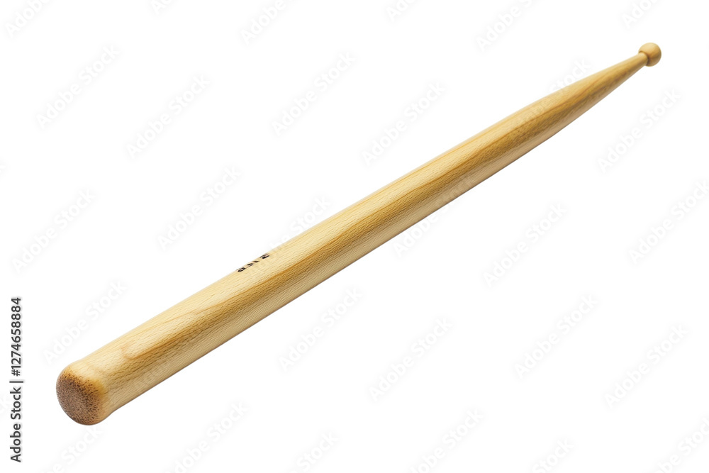 Artistic wooden drumstick resting on a clean surface, highlighting its sleek design and texture isolated on transparent background Artistic wooden drumstick resting on a clean surface, highlighting its sleek design and texture isolated on transparent background