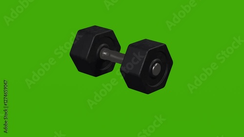 Wallpaper Mural A 3D model of a black sports dumbbell rotates on a green screen Torontodigital.ca