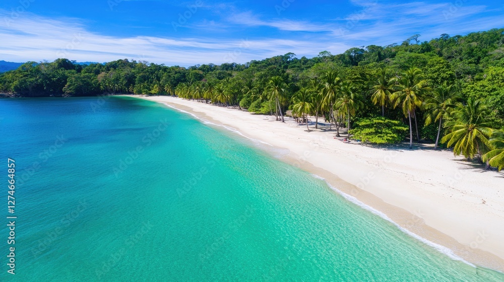 custom made wallpaper toronto digitalAerial view of tropical beach with palm trees and turquoise water under blue sky