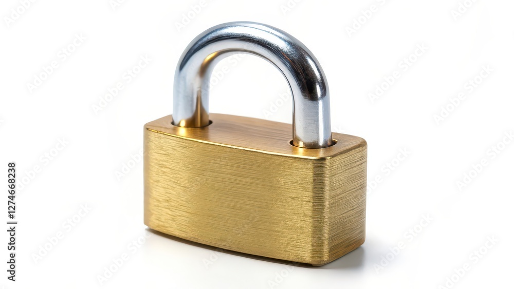 Brass Padlock on White Background Brass Padlock on White Background