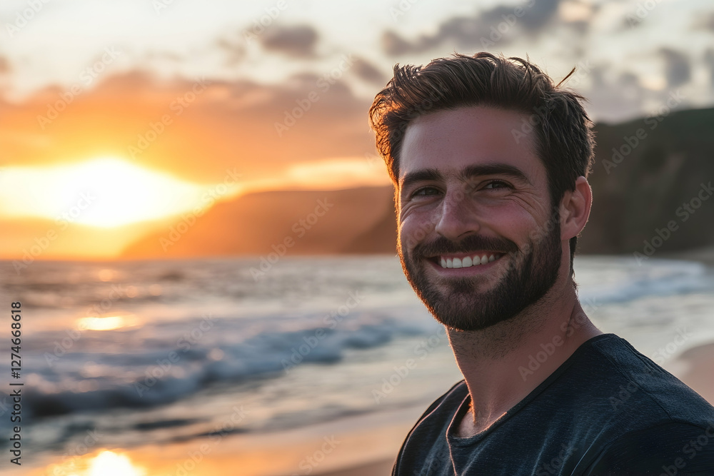 Vibrant sunset over gentle ocean waves, with a sandy beach offering a peaceful and tranquil atmosphere Vibrant sunset over gentle ocean waves, with a sandy beach offering a peaceful and tranquil atmosphere