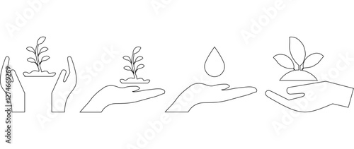 ecology hand icon set
