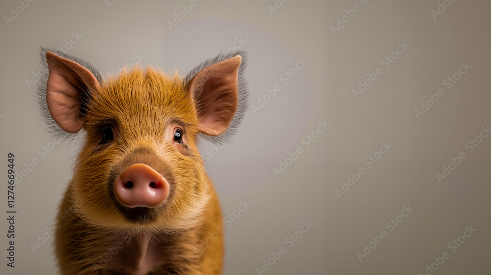 Fototapeta premium A small brown pig with a big smile on its face