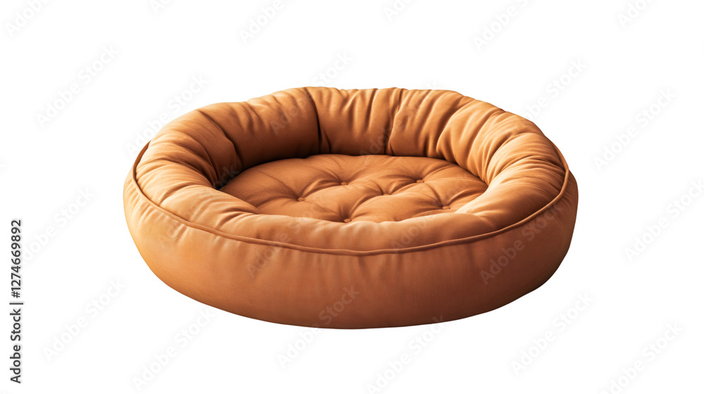 Comfortable round pet bed isolated on transparent background, perfect for cats and small dogs seeking comfort and relaxation Comfortable round pet bed isolated on transparent background, perfect for cats and small dogs seeking comfort and relaxation