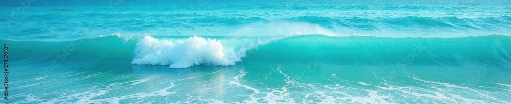 Obraz premium Calm ocean waters with foamy waves and blue turquoise hue, water, surface