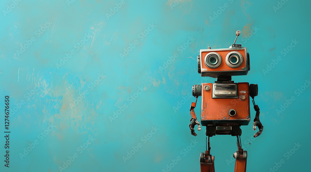 Fototapeta premium robot avec espace publicitaire