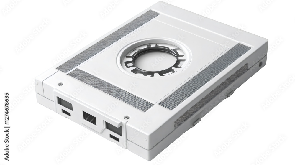 White audio cassette tape isolated on transparent background, representing vintage music technology and nostalgic memories White audio cassette tape isolated on transparent background, representing vintage music technology and nostalgic memories