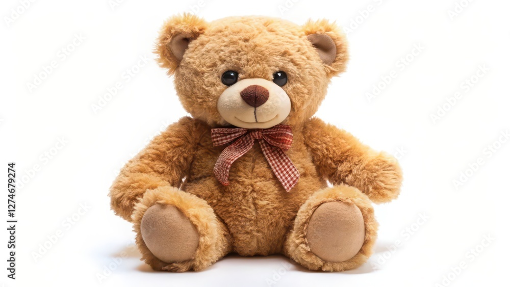 Obraz premium Plush Teddy Bear on White Background