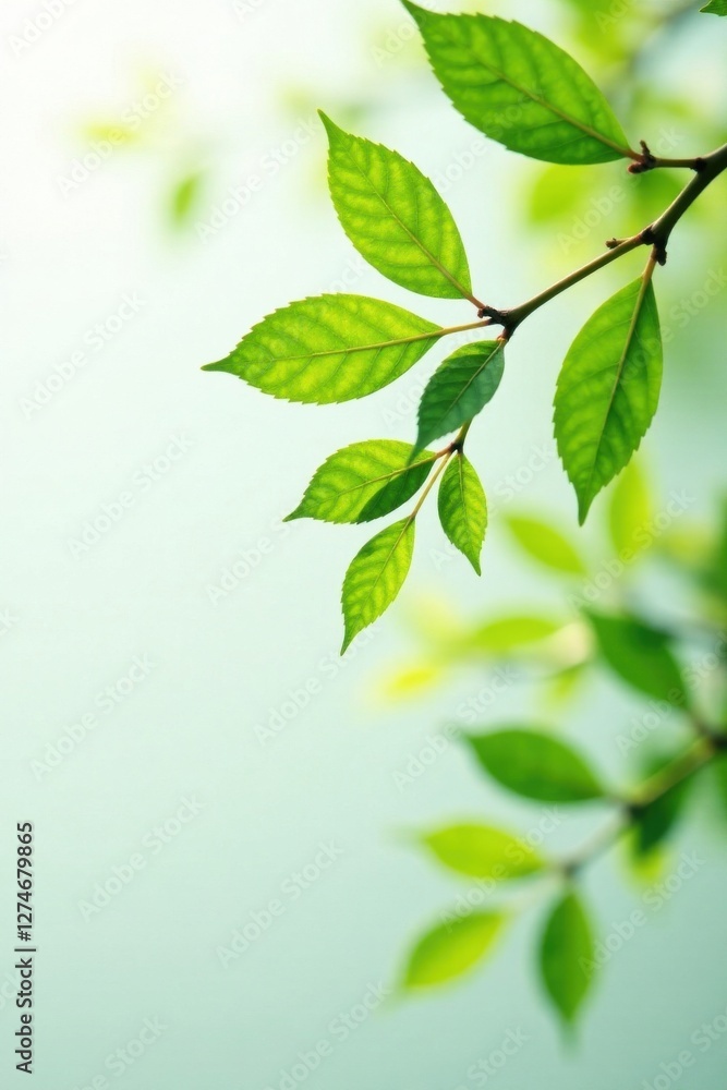 Close-up of leafy branches on a crisp white background , close-up, branches, greenery Close-up of leafy branches on a crisp white background , close-up, branches, greenery