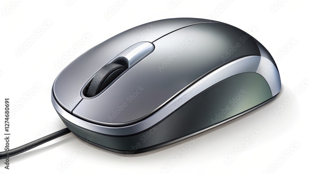Grey Computer Mouse on White Background Grey Computer Mouse on White Background