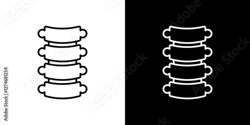 Body spine scan icon set. vector illustrations in black and white strokes