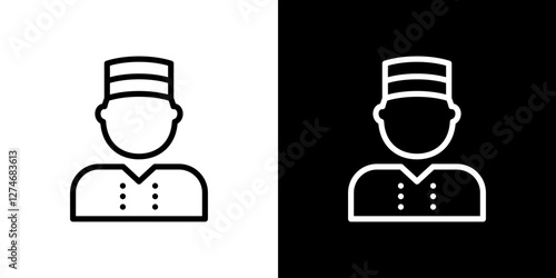 Porter icon set. vector illustrations in black and white strokes