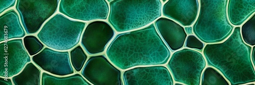 Extreme macro photography of emerald green cellular structure with organic honeycomb pattern and white borders creating abstract natural background with biological feel.
