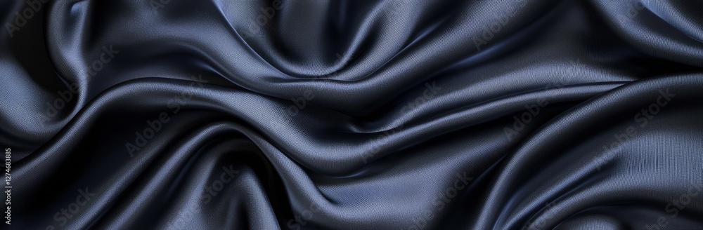 A luxurious, shiny black and gray satin fabric with an abstract pattern of soft waves and blurs, creating a beautiful background. A luxurious, shiny black and gray satin fabric with an abstract pattern of soft waves and blurs, creating a beautiful background.