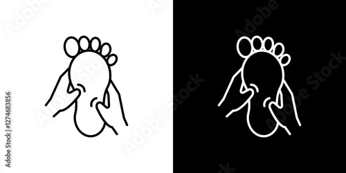 Reflexology foot massage icon set. vector illustrations in black and white strokes