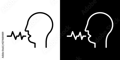 Voice recognition icon set. vector illustrations in black and white strokes