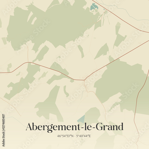 Vintage map of Abergement-le-Grand, France.