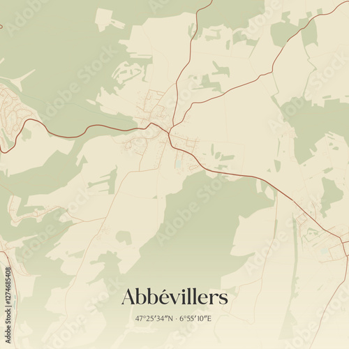 Vintage map of Abbévillers, France.