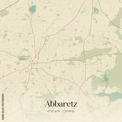 Vintage map of Abbaretz, France.