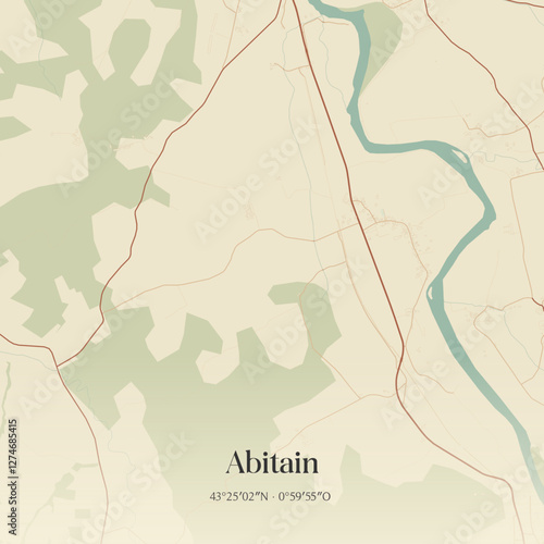 Vintage map of Abitain, France.