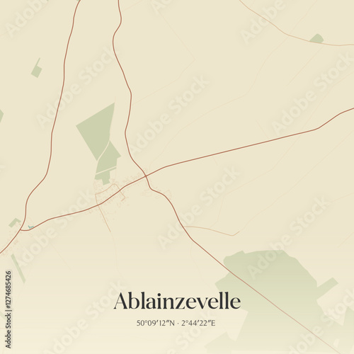 Vintage map of Ablainzevelle, France.