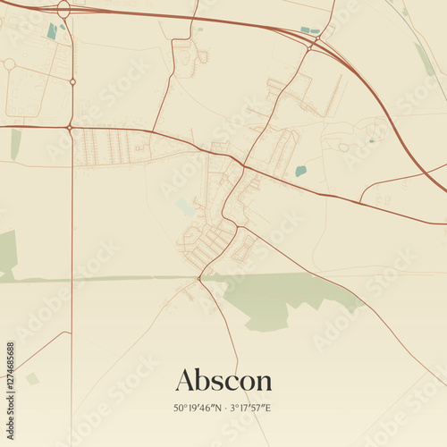 Vintage map of Abscon, France.