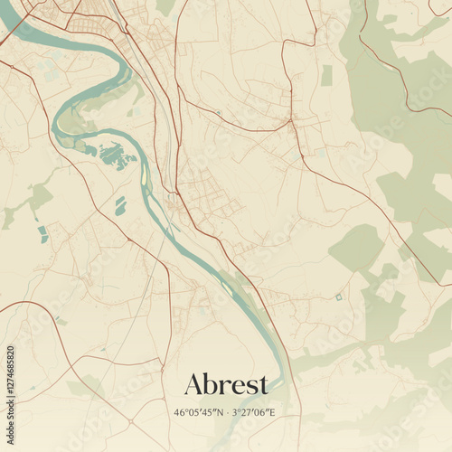 Vintage map of Abrest, France.