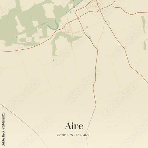 Vintage map of Aire, France.