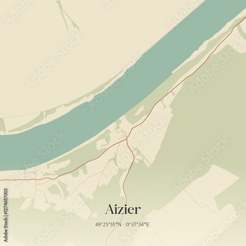 Vintage map of Aizier, France.