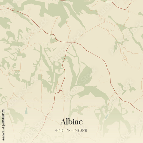 Vintage map of Albiac, France.
