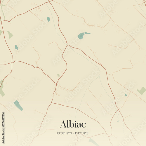 Vintage map of Albiac, France.