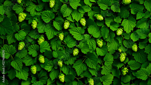 Wallpaper Mural A bunch of green hops growing on a bush of leaves Torontodigital.ca